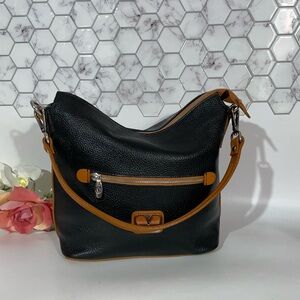 Valentina Black and Tan Hobo Bag